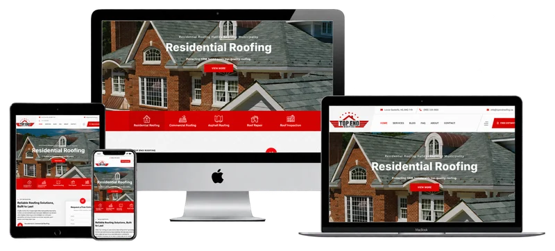 Top End Roofing website displayed on desktop, laptop, tablet and phone